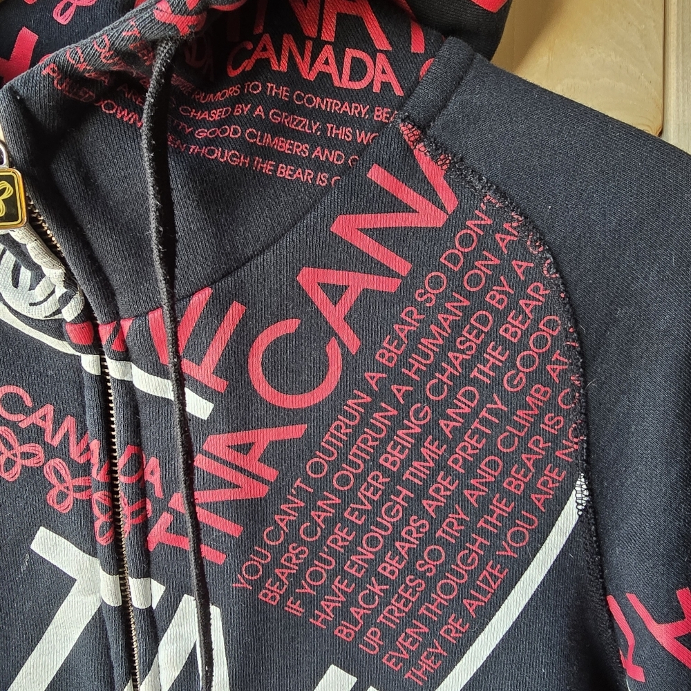 TNA Canada Zip Up Hoodie Black Red White Womens Medium - Picture 5 of 11